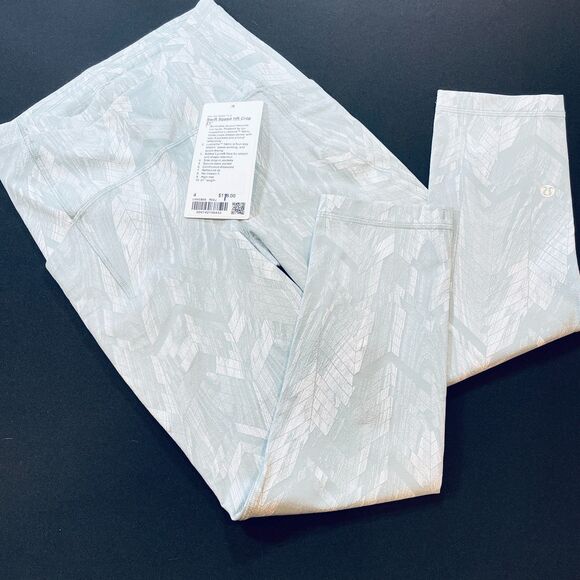 ~ NEW! Sz 4 Lululemon Swift Speed High-Rise Crop, 21" Light Gray Green Blue Lulu - Picture 2 of 16